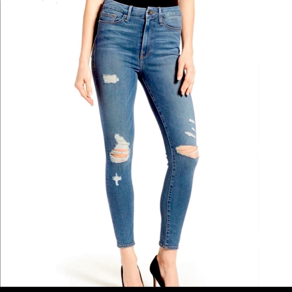 Good American Good Waist Skinny Ripped- Dark Blue